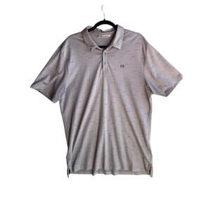 Travis Mathew Men's Golf Polo Shirt Grey Stripe Performance Wear Stretch Size XL